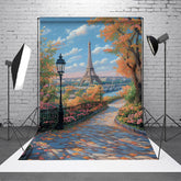 Lofaris Autumn Paris Park Path Tower Scene Photo Backdrop